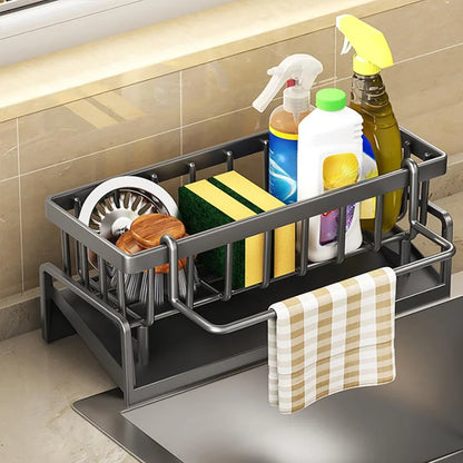 Kitchen Sink Organizer with Tilted Storage Rack