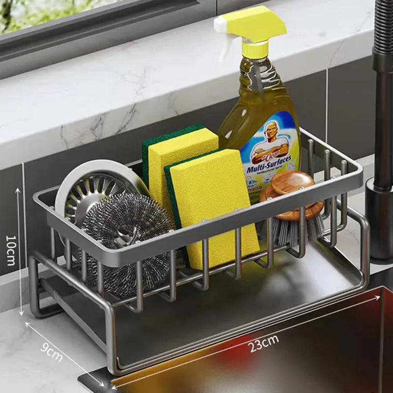 Kitchen Sink Organizer with Tilted Storage Rack
